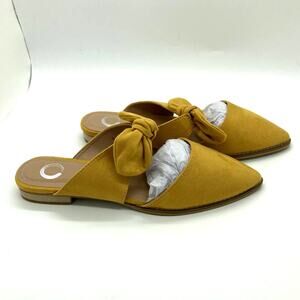 Journee Collection Telulah Faux Suede Bow Flats New Women's Sz 9 Mustard Yellow